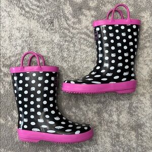Hello Kitty Kids Rain Boots - Black and White with Pink Accents